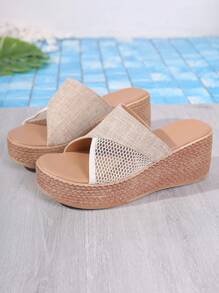 Sandalias de plataforma y cuña con tiras de malla transpirable para mujer, verano 2025