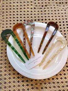 1pc Vintage Stylish U-Shaped Acetate Hair Clip For Women, Suitable For Ages 14+, Daily Decorative Accessory, Perfect Mother's Day Gift Hair Combs Combs For Hair Side Comb