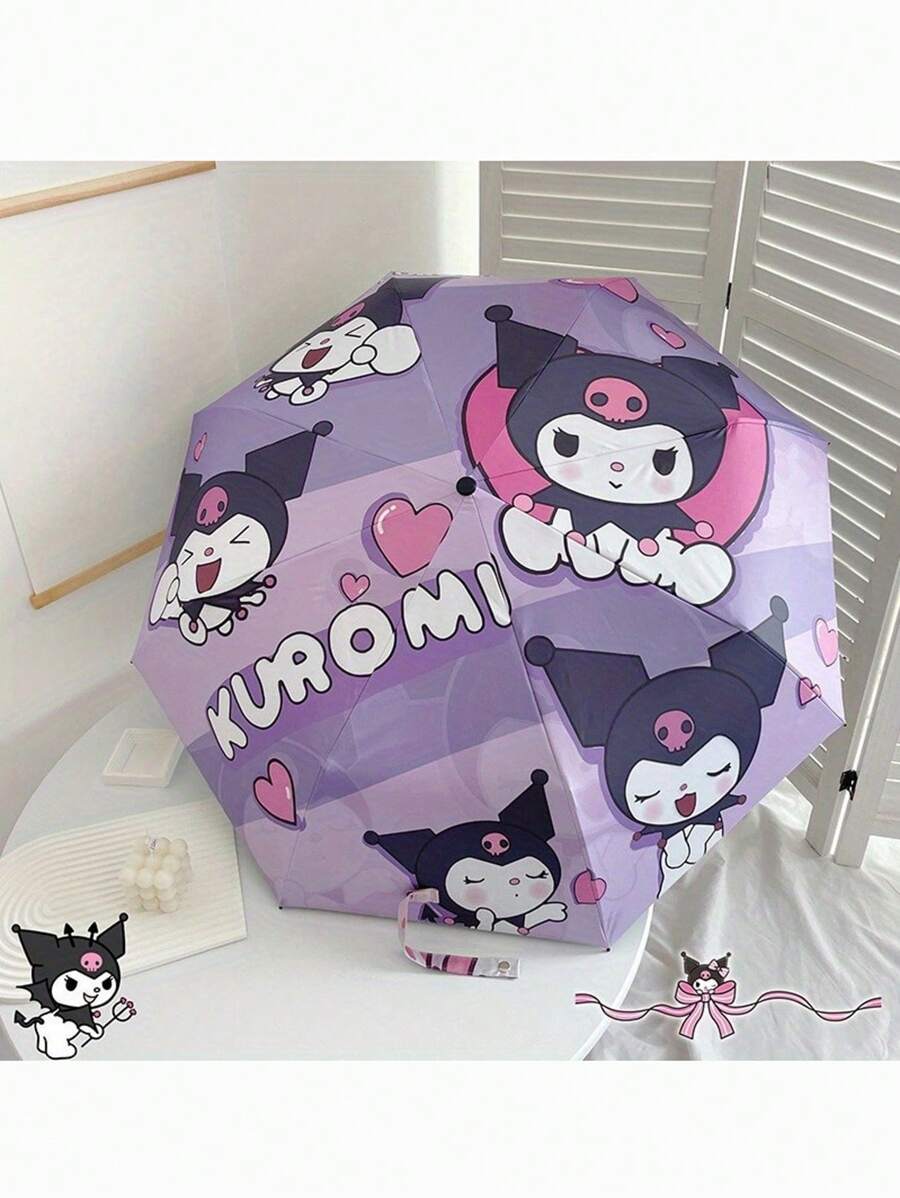 Sanrio [Sanrio Kuromi Cute Fashion] Hello Kitty Handmatige Paraplu - Dubbelzijdige Regen- en Zonbescherming, Anti-UV, Schattig en Modieus Accessoire