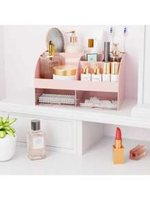 1 Pieza Organizador de maquillaje con cajones, almacenamiento de cosméticos para tocador, vanidad y encimera del baño, soporte de belleza para lápiz labial y brochas, organizador de productos de cuidado de la piel para tocador, vitrina para cosméticos