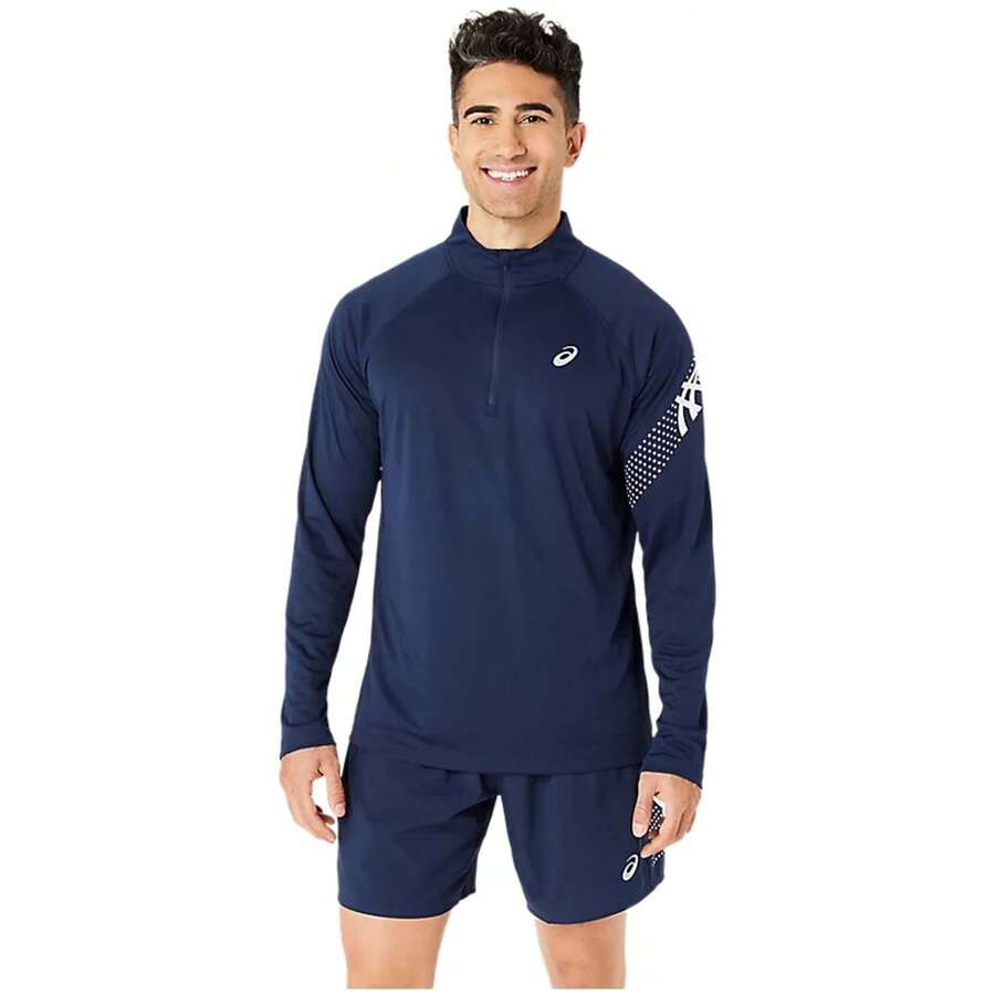 Asics ICON LS 1/2 ZIP Men's Long Sleeve T-Shirt In Blue ✅ Delivery 24/72h To Spain (Peninsula) - Blue - View 1