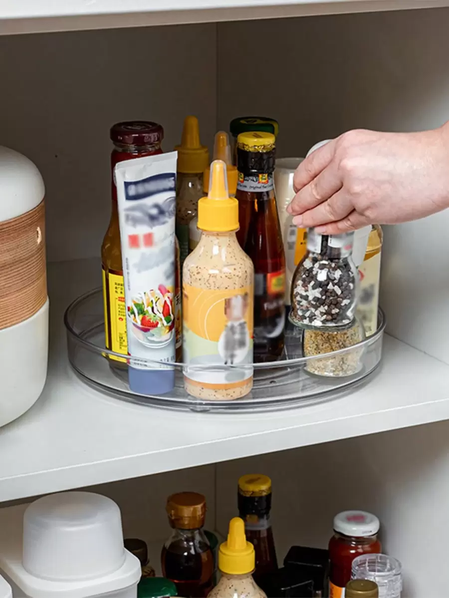 1 件旋转厨房储物架，Slouchy Susan 转盘收纳架，适用于厨房台面、冰箱、橱柜、食品储藏室、厨房储物和整理、餐桌装饰、节日礼物 - 無色 - 查看 1