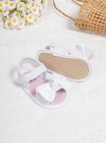 婴儿可爱蝴蝶结沙滩度假夏季凉鞋 - 白色 - 查看 3