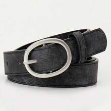 1pc Fashionable Casual Oval Metal Buckle Belt, Versatile For Jeans, Minimalist PU Leather Student Decoration Belt For Women Fall, Autumn, Halloween - Multicolor - View 14