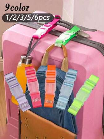彩色行李带，便携式可调节行李带释放扣，用于旅行，行李旅行配件，携带方便，实用的户外背带，用于汽车旅行，带外部扣环的行李带，防丢失行李挂带（产品图标字母随机）旅行必需品旅行必备品