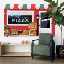 1PC Cooking Pizza Shop Theme Party Decoration Background -82.7 * 59.1/59.1 * 39.4/39.4 * 29.5in, Pizza Cafe Shop Photography Background Newborn Shower Cake Table Banner Photo Booth Props