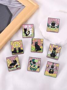 1 件时尚锌合金卡通猫和心形图案胸针，适合女士日常装饰情人节、妈妈、母亲、母亲节、礼物 - 彩色 - 查看 4