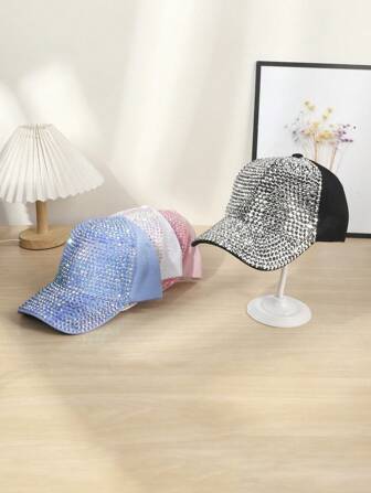 1 件/2 件 Y2K 美学男女通用全水钻棒球帽：街头和日常必备品