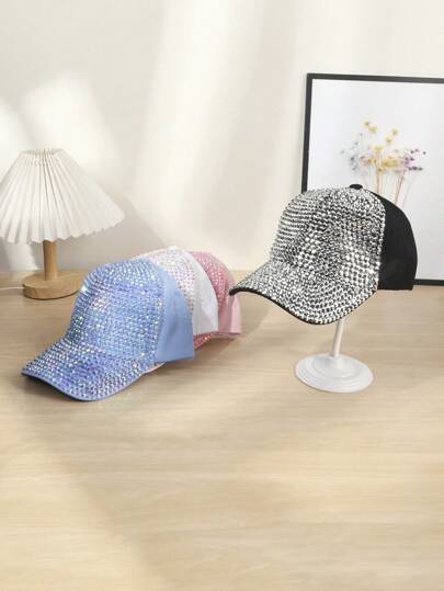 1pc/2pcs Y2K Aesthetic Unisex Full Rhinestone Baseball Caps: Street & Daily Must - Haves,Summer,Beach,Hat