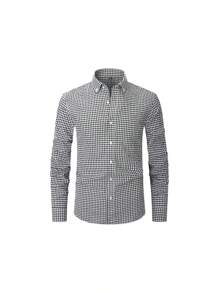 1 pièce Chemise homme 2025 Nouveau style noir et blanc à carreaux, coupe ample et polyvalente, mode coréenne chemise oversize à carreaux, convient pour le travail et les tenues décontractées au printemps/automne