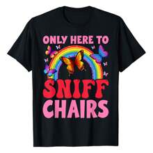Funny Embarrassing Inappropriate Only Here To Sniff Chair T-Shirt Women's Tee - màu đen - Xem 1