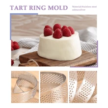 20Pcs Circular Tart Rings With Holes Fruit Pie Quiches Cake Mousse Kitchen Baking Mould Perforated Ring 8cm - Silver - View 5