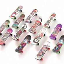 10pcs Creative Graffiti Finger Skateboard, Entertaining Finger Flexibility Test Skateboards For Weekend Parties, Assorted Colors - View 4
