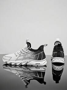 2025 Plus Size Men's Skateboard Shoes, Retro/Collegiate Sneakers, Geometric Pattern Casual Outdoor Big Foot Shoes, Low-Top Athletic Shoes With Thick Sole Grip And Leather Upper For Running & Daily Wear, All Season