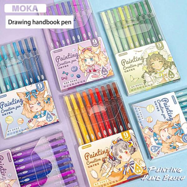 Set de 6/9 bolígrafos de color Morandi, con Body transparente degradado, punta de 0.5mm, adecuado para dibujar, resaltar, esbozar, regalo ideal para vacaciones, cumpleaños, vuelta al colegio, fiestas