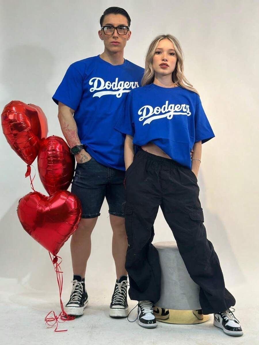 Duo Matching Couples T-Shirts DODGERS, Round Neck, Short Sleeve