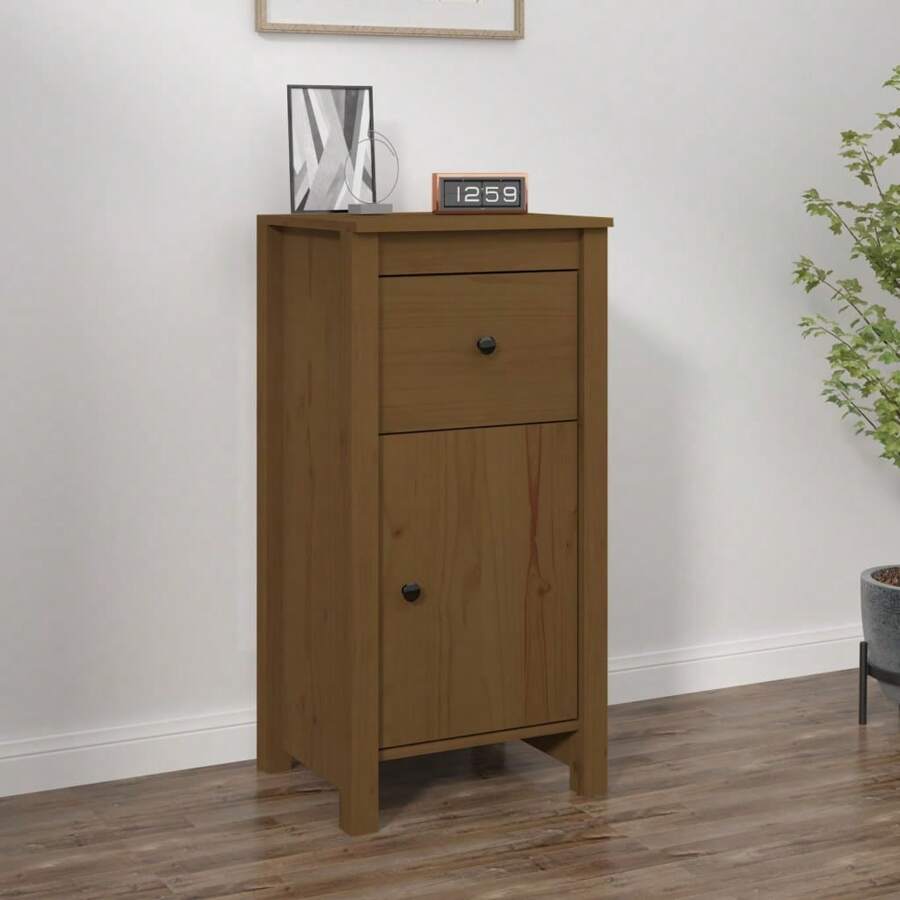 Buffet marron miel 40x35x80 cm bois de pin massif