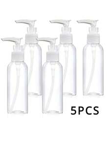 15 piezas Botellas dispensadoras transparentes a presión de 3.38oz a prueba de fugas, esencial de viaje - Adecuado para loción, gel de baño, crema facial, aceite de masaje, champú y acondicionador, portátil, a prueba de fugas, reutilizable, ideal para viajes y uso diario. - Blanco - Ver 2