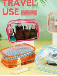 1pc(S/M/L)White Portable Clear Makeup Bags With Zippers, Perfect For Music Festival Makeup Organizer Makeup Storage Bag Mini Pouch Travel Small Makeup Case Accessories Make Up Holder Brush Bag Make Up Container Cosmetic Bag Travel Essentials Ladies Accessories Travelling Stuff School Supplies Make Up Bag Holiday Essentials Makeup Pouch Holiday Winter 2024 - Red - View 1