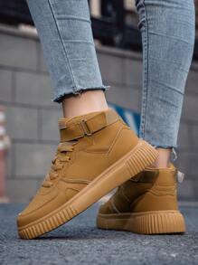 Women Shoes Casual Sneakers, Lace Up Soft Sole Flat Comfortable Skate Shoes For Women, Lightweight High-Top Daily Shoes - Brown - View 5