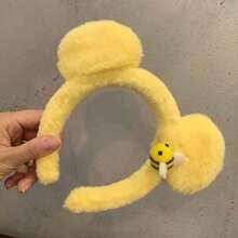 1-3个可爱熊耳毛绒发箍，甜美网红发箍，蜜蜂妆容发箍，时尚女士发箍，发饰，发带，发圈 - 黃色 - 查看 6