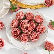 5/10 件人造烤玫瑰花头，适合春秋季婚礼花瓶，适用于家庭、餐厅、卧室、厨房、房间装饰、节日生日派对配件、户外花园装饰 - 豆沙色 - 查看 8