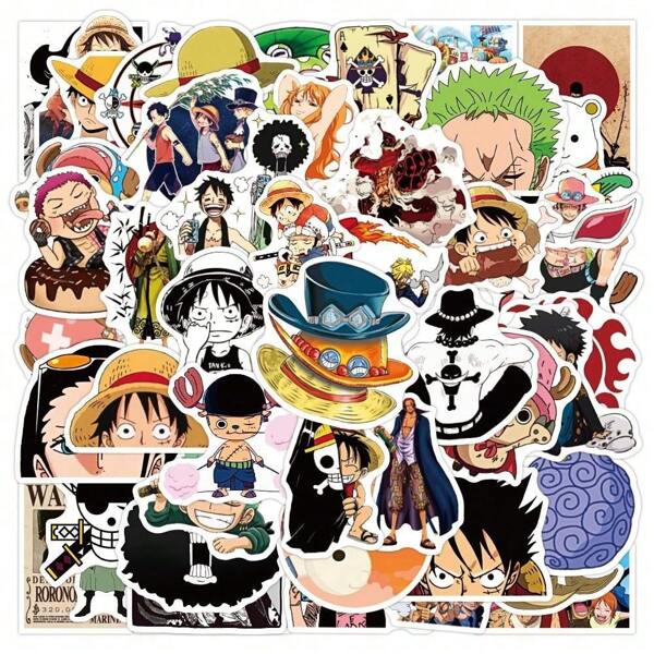 ONE PIECE Adesivos de grafite engraçados de anime ONE PIECE com 50 peças, faça você mesmo, bicicleta, viagem, bagagem, guitarra, laptop, à prova d'água, decalque legal, presente, material escolar, volta às aulas