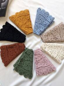 1pc Women's Solid Color Hollow Out Lace Knit Cardigan, Elegant Style Decorative Sunscreen Shawl Collar Bolero Suitable For Vacation, Outdoor, Party, Spring/Summer/Autumn For Dress For Christmas Decor