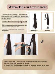 Long Braided Ponytail Extension with Hair Tie Straight Wrap Around Hair Extensions Ponytail Natural Soft Synthetic Hair Piece for Women Daily Wear