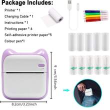 Mini Printer Sticker Thermal Printer With Rolls Thermal Printing Paper, Blue-Tooth Portable Phone Printer,Study Printer For Pictures, Photos, Journals, DIY, Compatible With Phone & Tablet