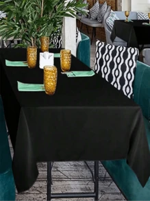 1 pieza Mantel rectangular de unicolor de poliéster resistente, adecuado para reuniones, fiestas, bodas, picnics, eventos, barbacoas, bufés, baby showers, interior y exterior, decoración diaria - Multicolor - Ver 3