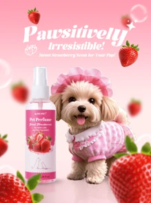 GJYC PET Pet Perfume Sweet Strawberries 3.38 Fl.Oz - Long-Lasting Fragrance For Dogs & Cats, Delicate Strawberry Scent, Gentle Formula For All Breeds, Keeps Your Pet Smelling Fresh & Clean