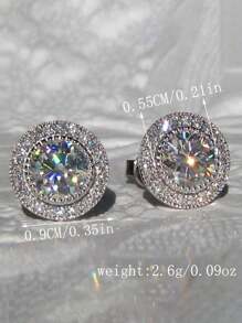 2 件/1 对嘻哈美元符号水钻装饰几何耳钉，男女通用