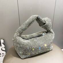 Dancing Engine Sparkling Crystal Rhinestone Women's Evening Clutch Bag, Suitable For Parties, Luxury Designer Handmade Wallet And Handbag - Silver - View 2
