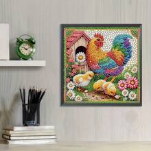 1 件 30*30 厘米/11.8*11.8 英寸无框 DIY 5D 不对称钻石画套件，自行设计公鸡图案，适用于墙面装饰、装饰品、初学者和成人礼物、感恩节礼物 - 彩色 - 查看 4