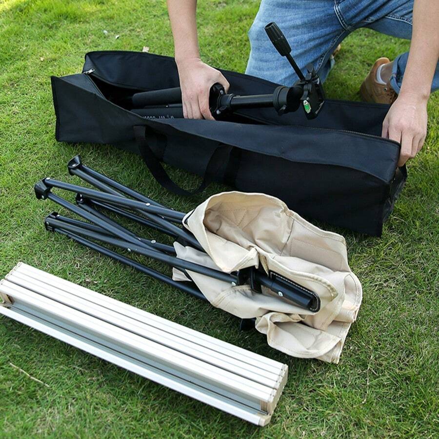 1 件户外方形设备收纳袋，防水防尘折叠桌椅，睡袋，帐篷，野餐垫，防水布拉链袋 - 黑色 - 查看 1