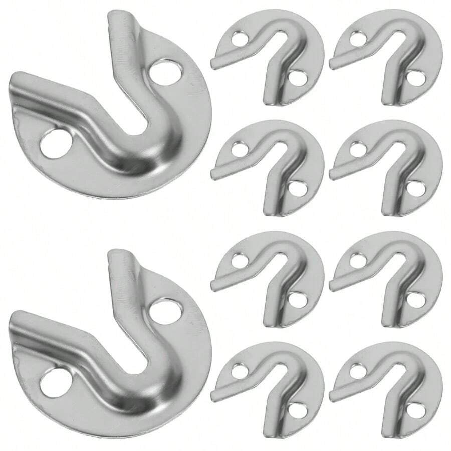 10 件装扁平衣架支架，家具安装挂钩，用于衣帽架、框架、架子 - 銀色 - 查看 1