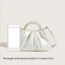 Spring And Summer New Pearl Handbag For Women, Pleated Cloud Phone Bag That Can Be Carried On Shoulder And Diagonally Across, Mini Handbag, Dinner Bag, Wedding Gift Bag - White - View 10