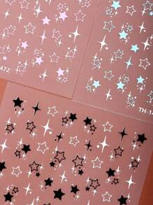 美容贴纸 3 件装星星美甲贴纸，闪亮星爆自粘自粘贴花，适合女性 DIY 自用美甲用品 - 彩色 - 查看 5