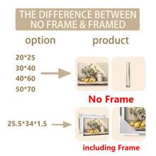 1pc, Canvas Hanging, Framed Decorative Painting, Poster, Wall Art, Vintage Lemon Still Life Oil Painting Print, Art Deco Style Unframed Wall Art, Modern Vintage Lemon Fruit Painting, Interior Decor Poster For Living Room, Bedroom, Kitchen, Home Office - Artistic Lemon And Floral Composition Art Gifts Birthday Graduation - Multicolor - View 6