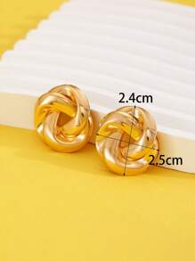 1 对复古夸张金属扭曲几何耳环，适合女性日常佩戴、节日、派对和礼物 - 金黃色 - 查看 3