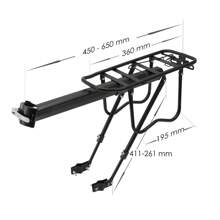 Rear Bike Rack Adjustable Bike Pannier Rack, 60 KG Load Bike Rear Rack Cycling Bike Bag Commuter Rack, Aluminum Alloy Bicycle Luggage Carrier Rack - Black - View 6