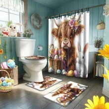 1/4 件春季复活节快乐彩绘鸡蛋、兔子、蝴蝶、五颜六色的花朵、草地。母亲节总统日浴帘套装防水时尚实用印花浴帘套装适用于家庭装饰每个浴室淋浴房浴缸婚礼、庆祝、旅行、便携、露营、商务旅行母亲节鲜花、给妈妈的个性化礼物、最后一分钟的礼物、母亲节创意、母亲节礼物、给妈妈的手工卡片、50 美元以下的最佳母亲节礼物