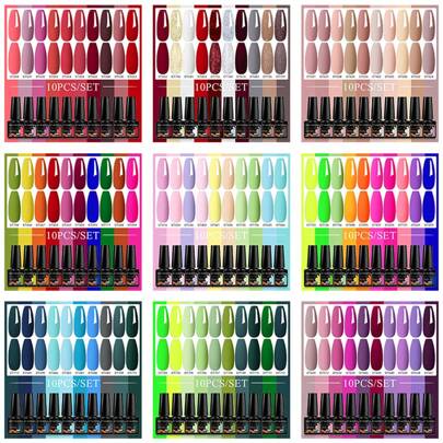 10PCS/Set 7.3ml Autumn Winter Hot Pink Red Glitter Gel Nail Polish - Soak Off Uv Led Nails Shine Finish For Diy Manicure With Shimmering Shine Nail Art Manicure Diy Salon Women Gifts