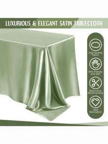 1pc Luxury Satin Tablecloth, 102x57 Inch Rectangular Polyester Table Top Cover, Solid Color, Woven, Suitable For Christmas, Party, Banquet And Wedding