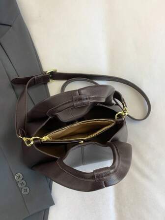 Kvinnors Bucket Bag Tote Handväska, Mode Minimalistisk Pendling Elegant High-End Svart Crossbody axelväska för kvinnor