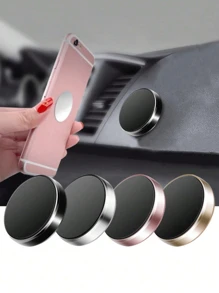 1/3 件创意圆形迷你磁性汽车导航仪表盘出风口夹座合金随机颜色手机支架，多功能迷你磁性粘贴金属汽车导航仪表盘出风口夹座合金金属磁吸家用手机支架，仪表板支架兼容 、Android 手机，生日、家人、朋友汽车配件礼物，车载手机支架