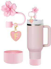 3 件/2 件/1 套心形和字母郁金香花吸管塞，硅胶郁金香花杯保护套带吸管塞，防摔防刮防滑可重复使用吸管套，适用于 10 毫米宽吸管，可爱字母装饰，适用于现代简约玻璃杯，母亲节礼物，返校用品 - 3pcs粉紅色 - 查看 21