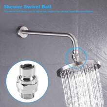 Brass Chrome Ball Joint Shower Arm Angle Adjustable Swivel Adapter - Silver - View 2