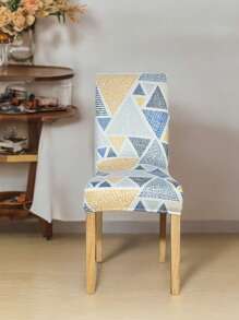 1pc High Elasticity Digital Printing Chair Cover, Geometric Pattern, Bohemian Style, High Stretch Polyester Fiber Dustproof Chair Slipcover